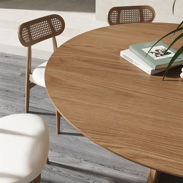 ELORA Modern Round Solid Wood Dining Table