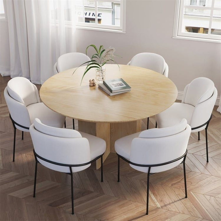 ELORA Modern Round Solid Wood Dining Table