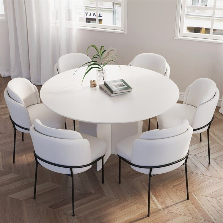ELORA Modern Round Solid Wood Dining Table