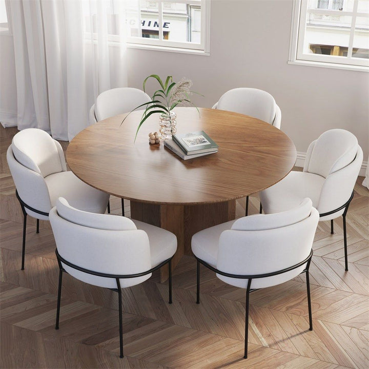 ELORA Modern Round Solid Wood Dining Table