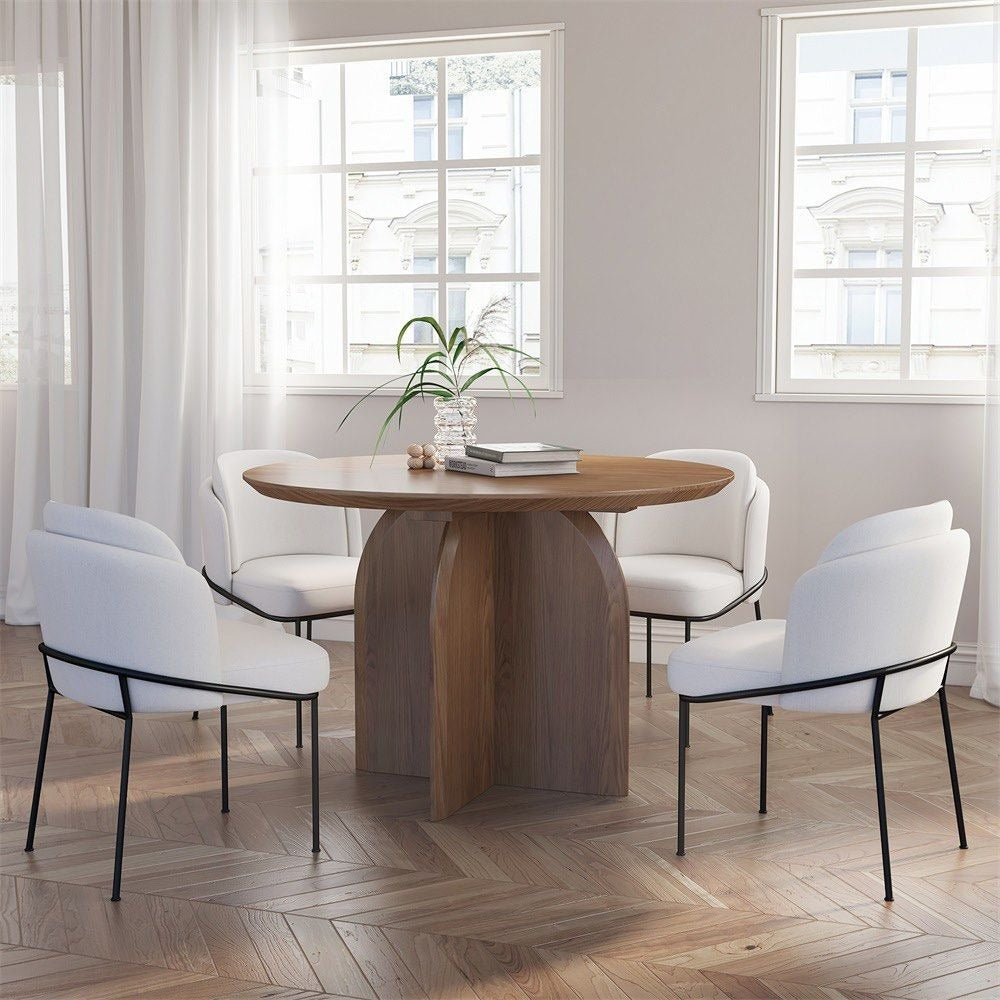 ELORA Modern Round Solid Wood Dining Table