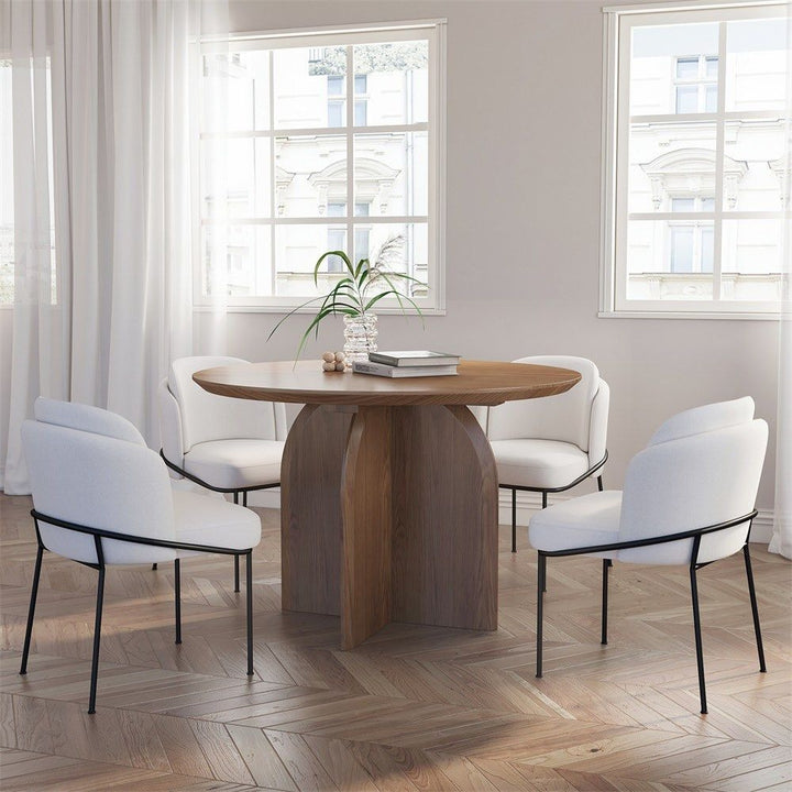 ELORA Modern Round Solid Wood Dining Table