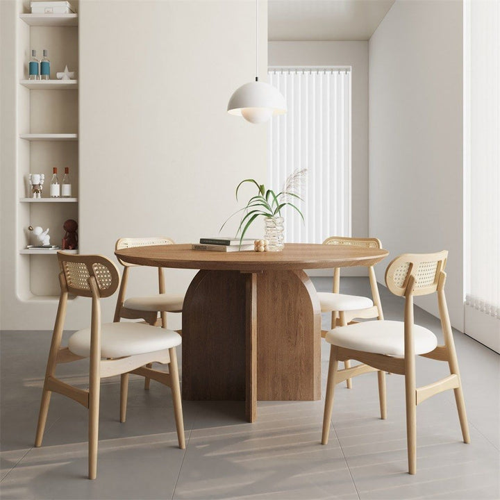 ELORA Modern Round Solid Wood Dining Table