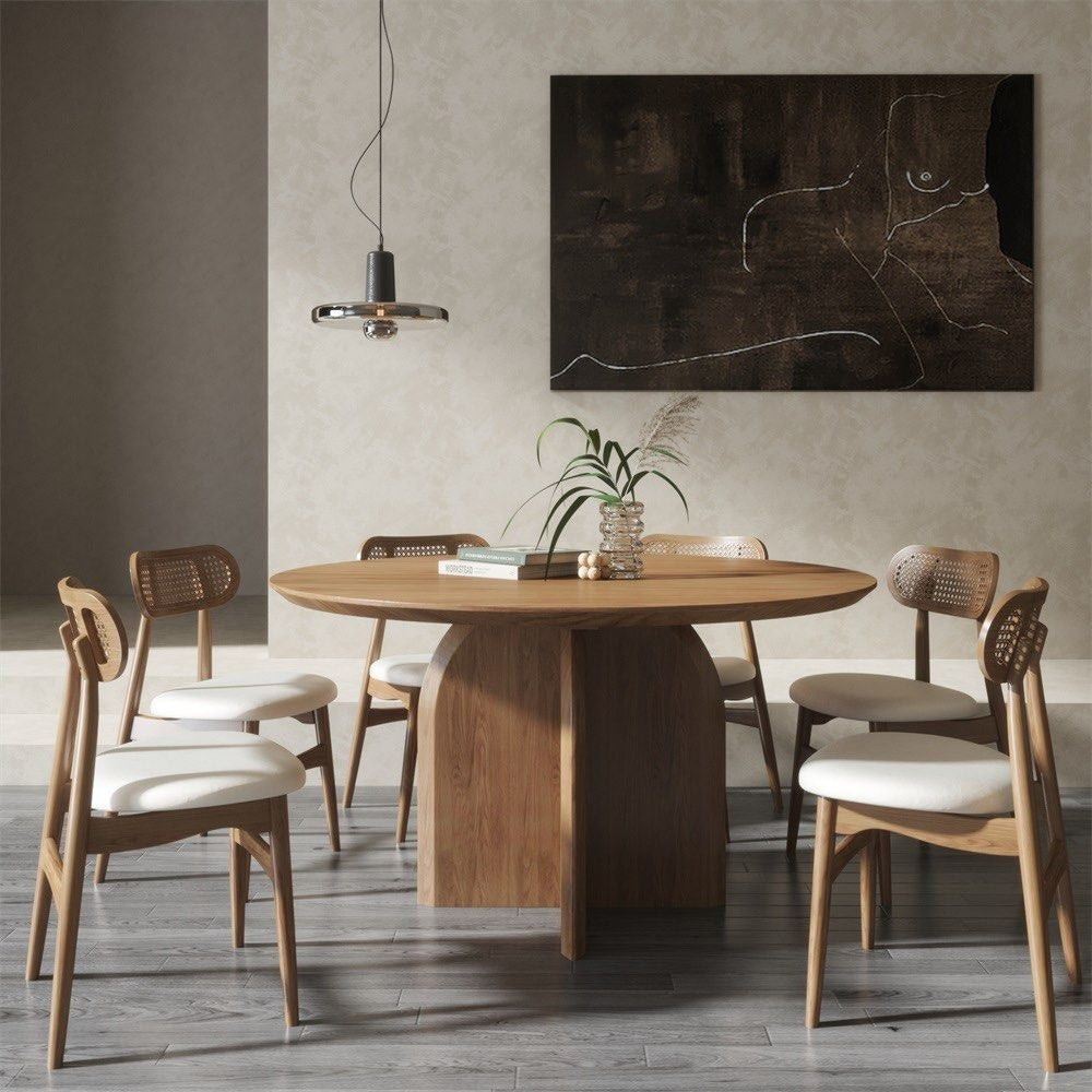 ELORA Modern Round Solid Wood Dining Table