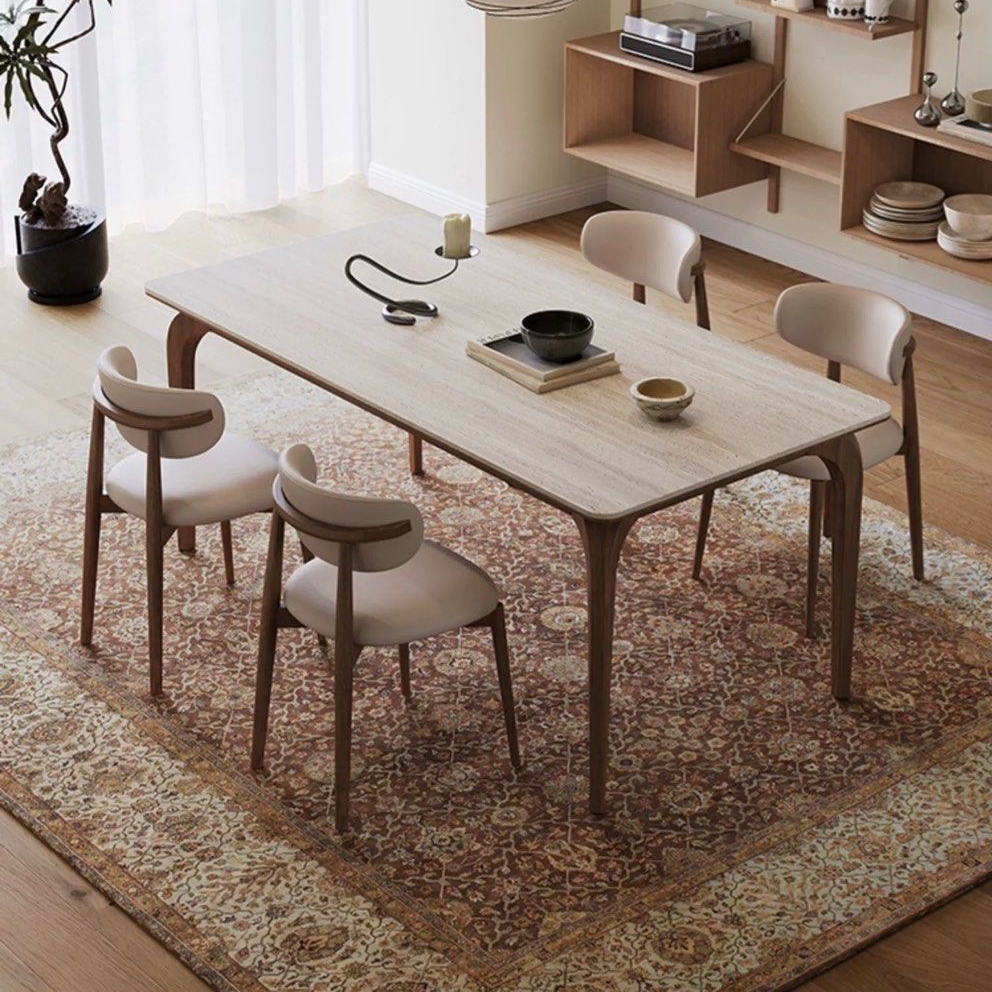 YONAS Modern Travertine Dining Table