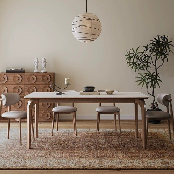 YONAS Modern Travertine Dining Table
