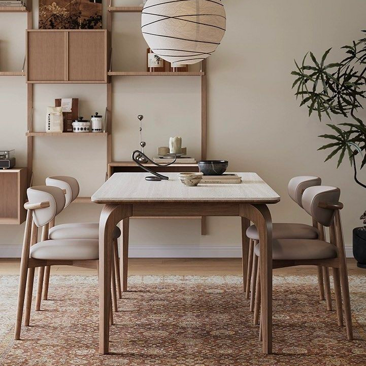 YONAS Modern Travertine Dining Table