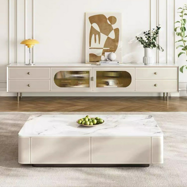 SABINE Modern Saddle Leather TV Console