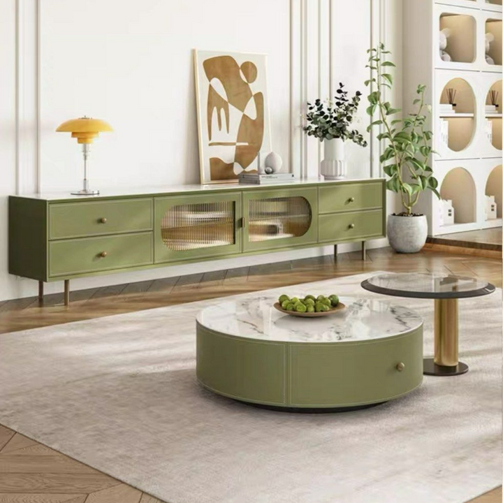 SABINE Modern Saddle Leather TV Console