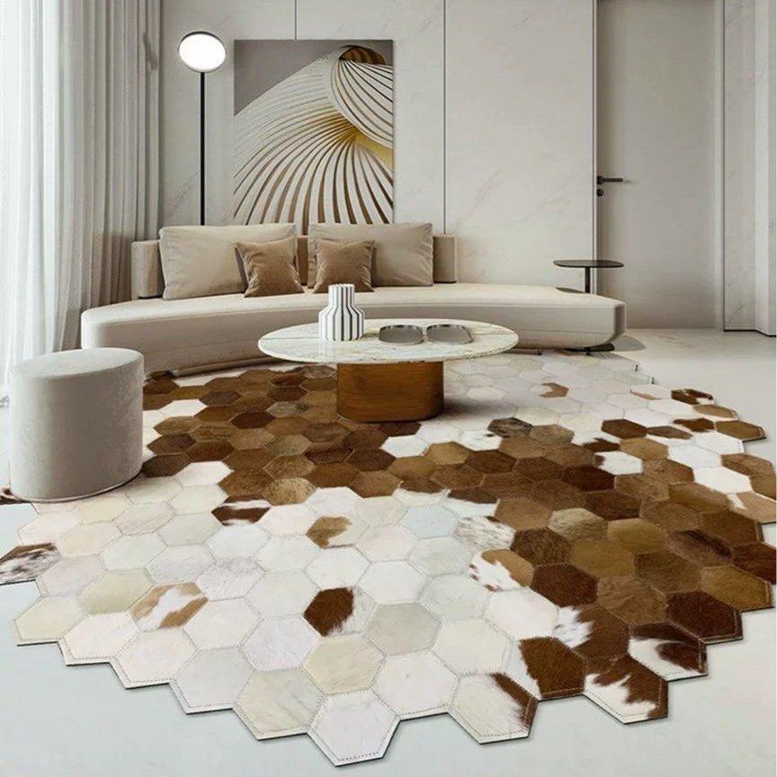 LOTHO Modern Cowhide Leather Rug
