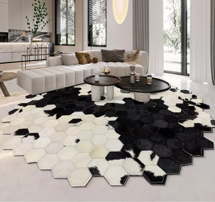 LOTHO Modern Cowhide Leather Rug