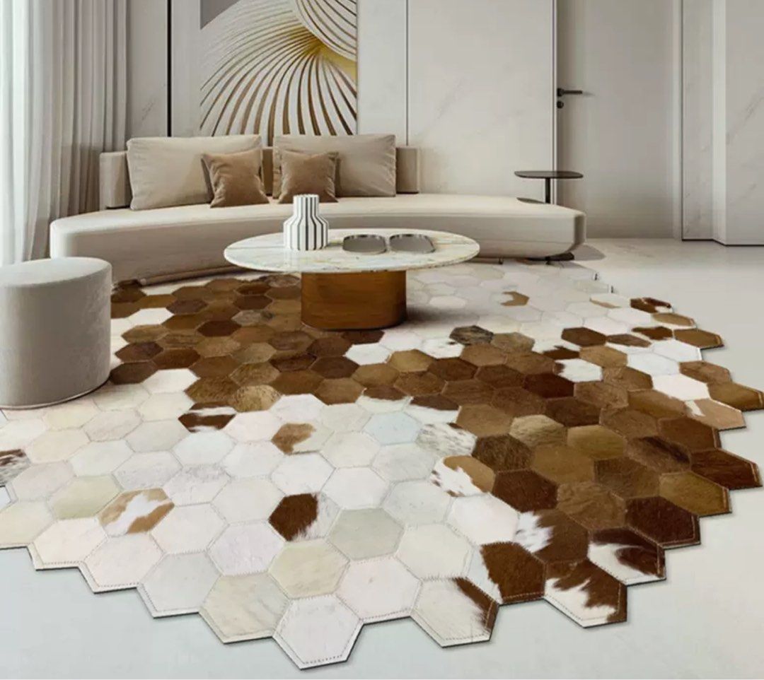 LOTHO Modern Cowhide Leather Rug