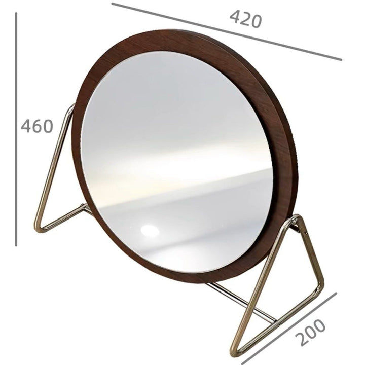 MIWOSKI Vintage Walnut Round Vanity Mirror