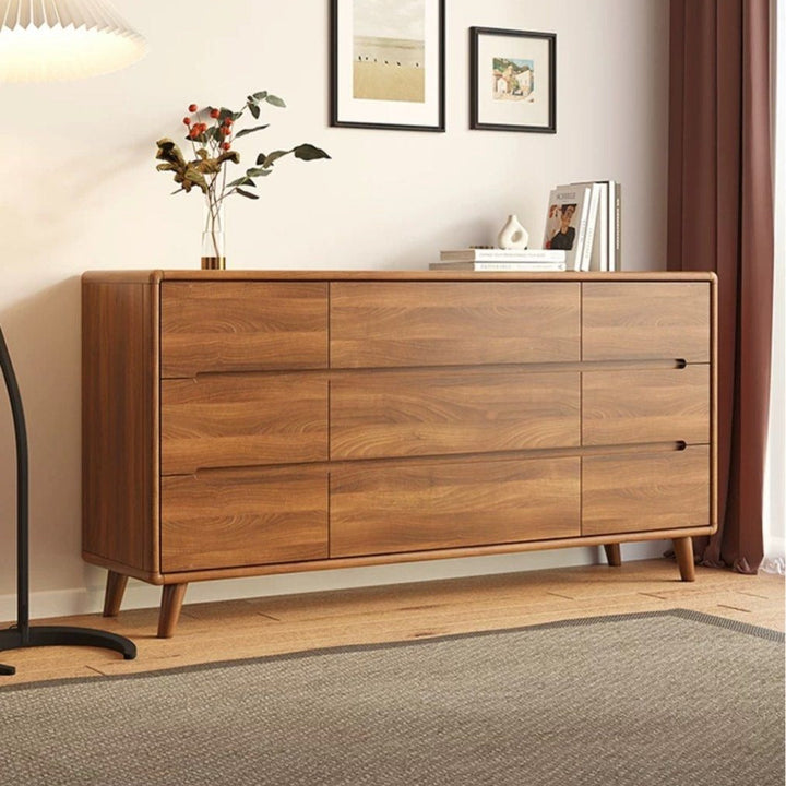 FLORELLA Modern Walnut Chest Of Drawers