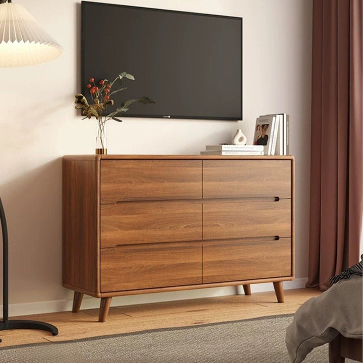 FLORELLA Modern Walnut Chest Of Drawers