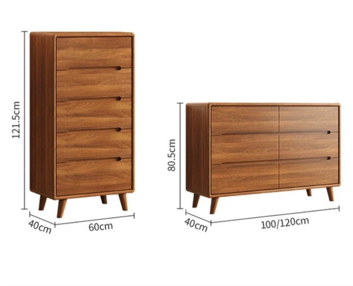 FLORELLA Modern Walnut Chest Of Drawers