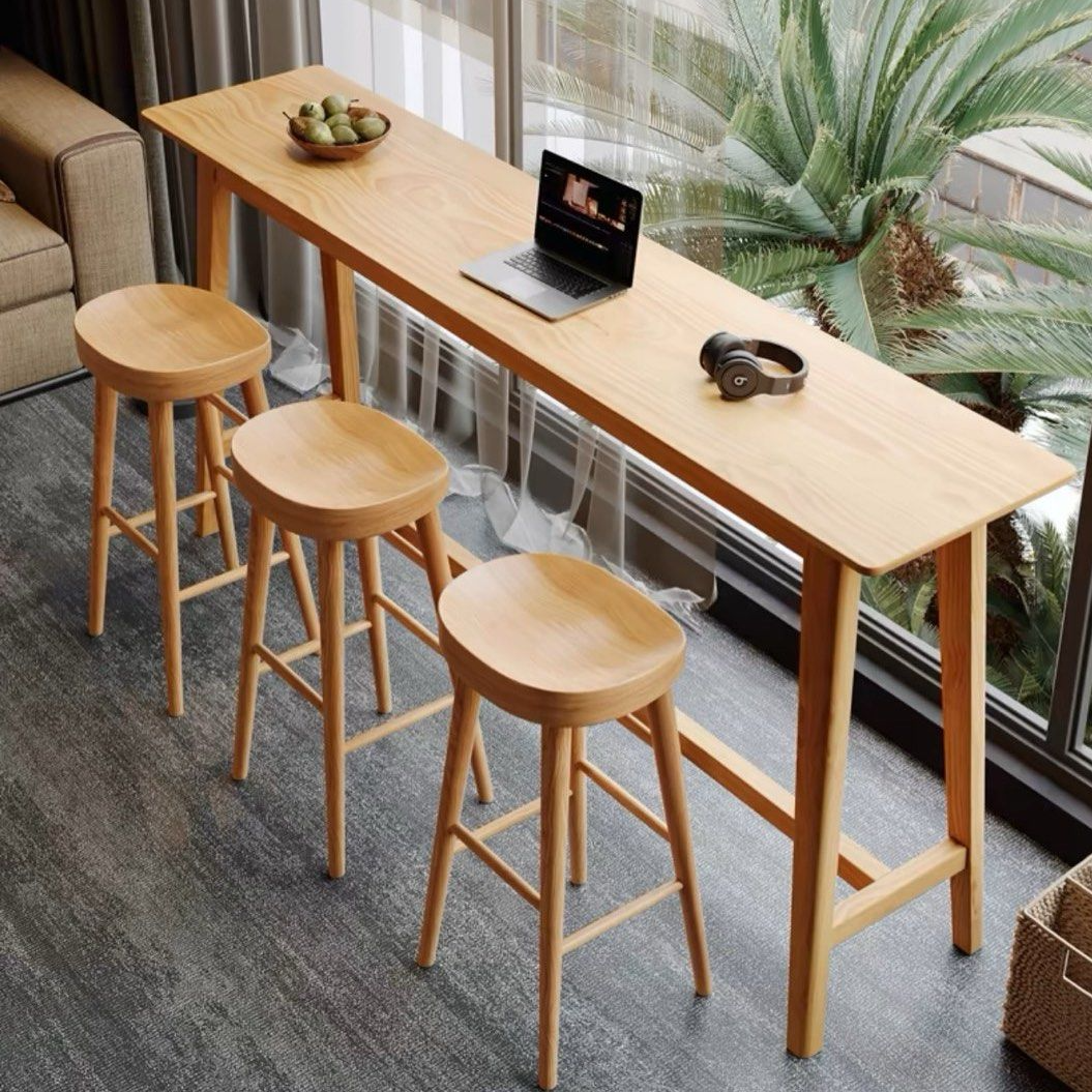 ASHE Scandinavian Solid Wood Bar Table