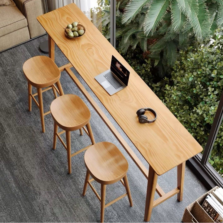 ASHE Scandinavian Solid Wood Bar Table