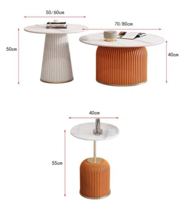 FREYSA Modern Round Sintered Stone Coffee Table