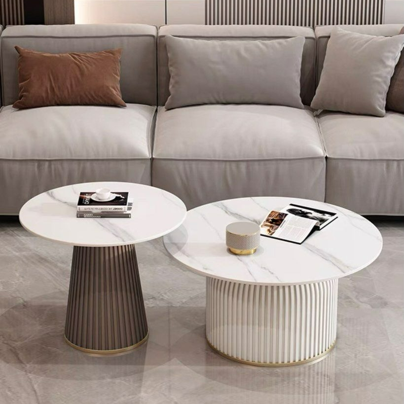 FREYSA Modern Round Sintered Stone Coffee Table