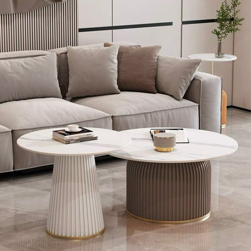 FREYSA Modern Round Sintered Stone Coffee Table