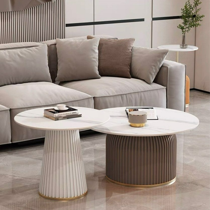 FREYSA Modern Round Sintered Stone Coffee Table