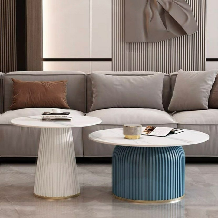FREYSA Modern Round Sintered Stone Coffee Table