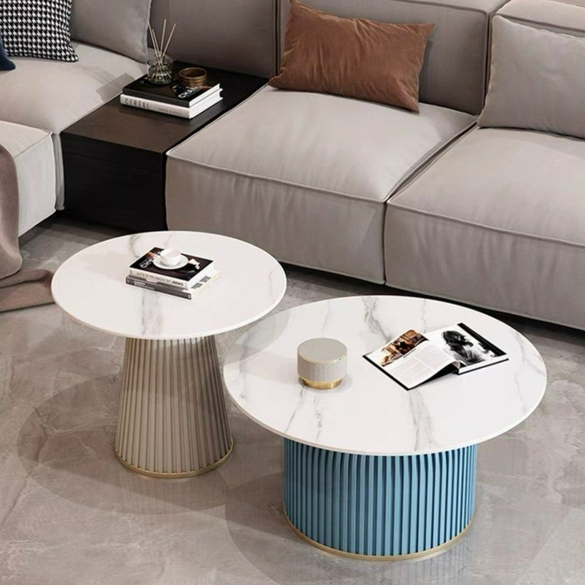 FREYSA Modern Round Sintered Stone Coffee Table