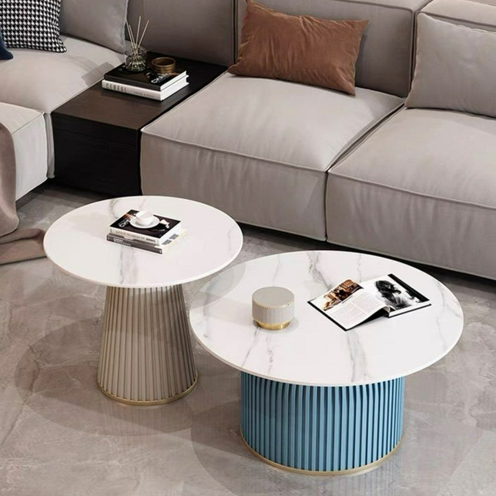 FREYSA Modern Round Sintered Stone Coffee Table