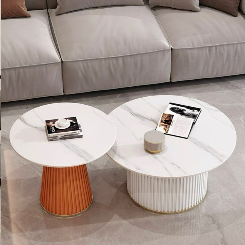 FREYSA Modern Round Sintered Stone Coffee Table
