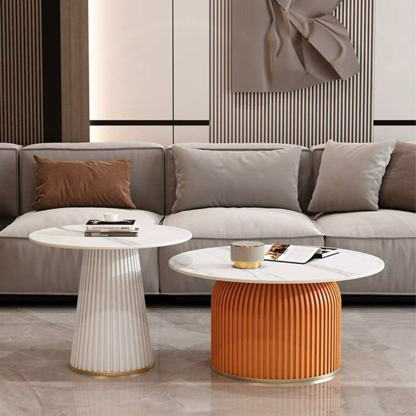 FREYSA Modern Round Sintered Stone Coffee Table