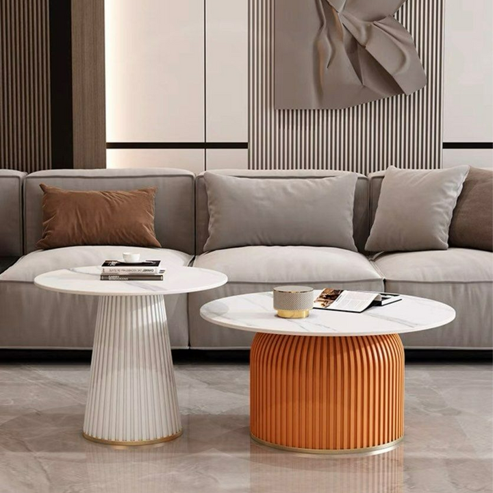 FREYSA Modern Round Sintered Stone Coffee Table