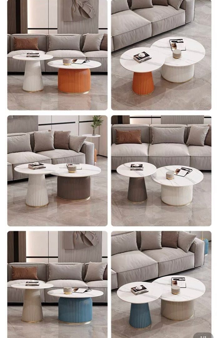 FREYSA Modern Round Sintered Stone Coffee Table