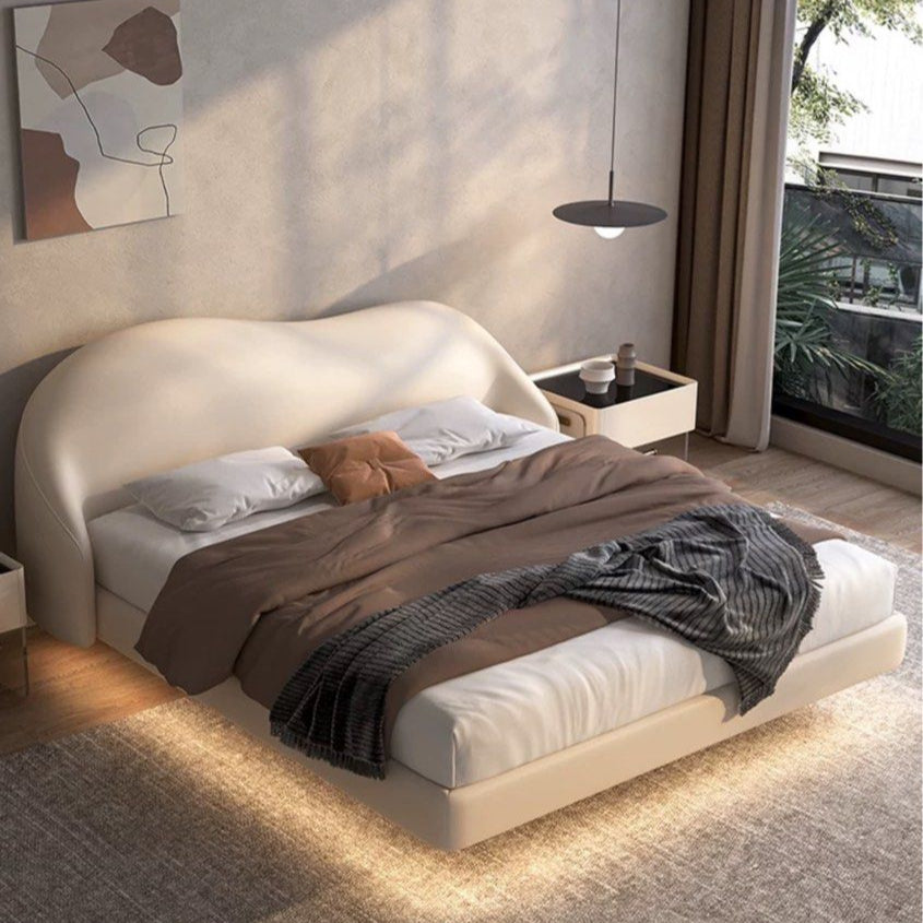NAKYU Modern Leather Floating LED Bedframe