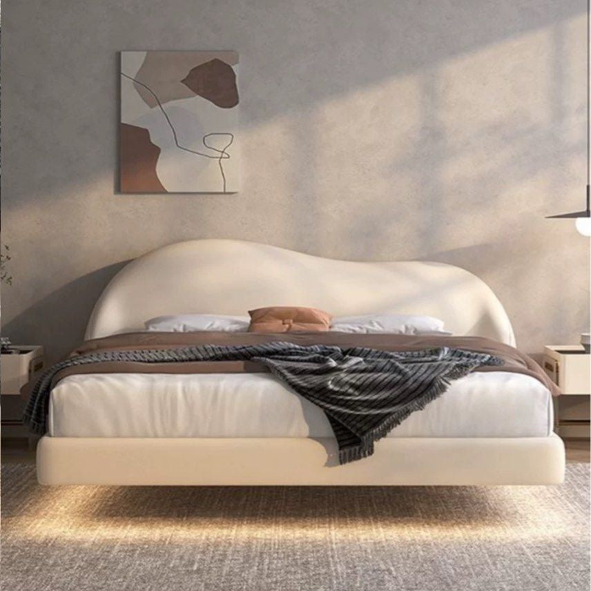 NAKYU Modern Leather Floating LED Bedframe