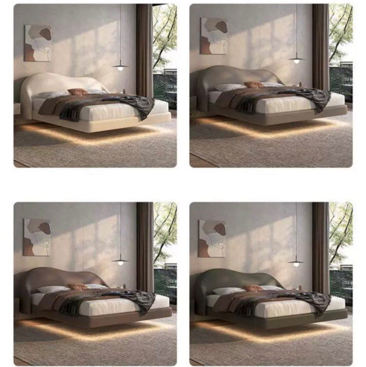 NAKYU Modern Leather Floating LED Bedframe