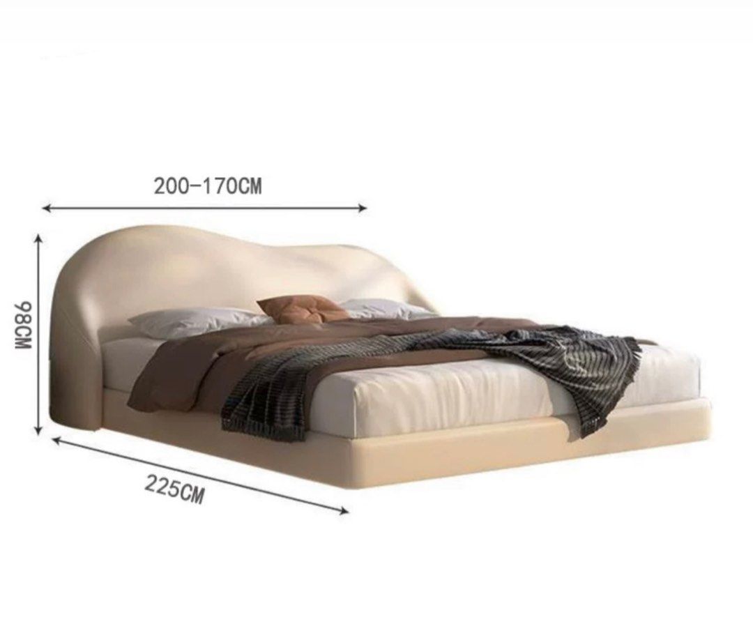 NAKYU Modern Leather Floating LED Bedframe