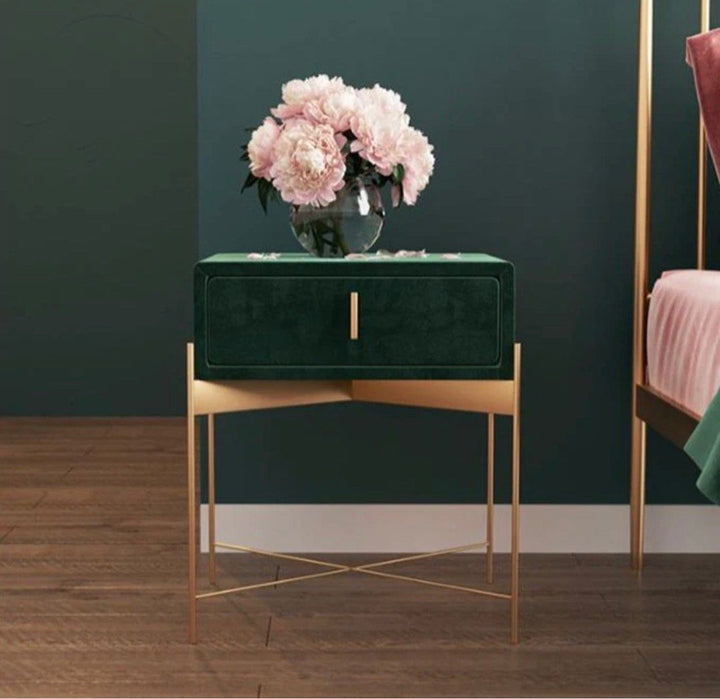 OTEGA Drawer Velvet Nightstand