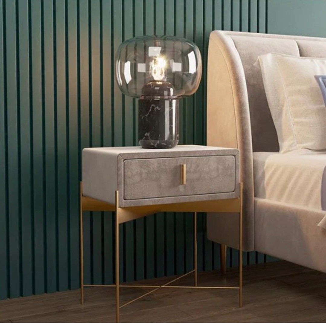 OTEGA Drawer Velvet Nightstand