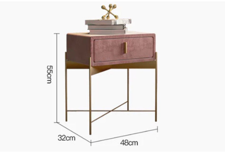 OTEGA Drawer Velvet Nightstand