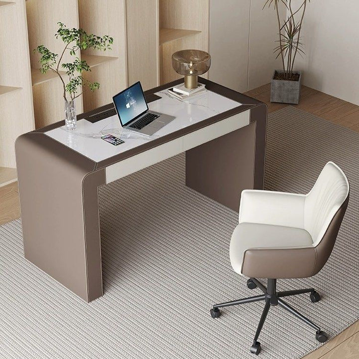 EAMON Modern Saddle Leather Study Desk