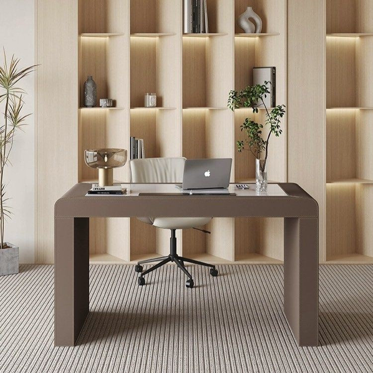 EAMON Modern Saddle Leather Study Desk
