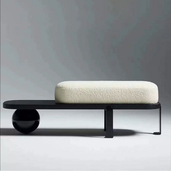 RASHAWN Modern Solid Wood Boucle Bench