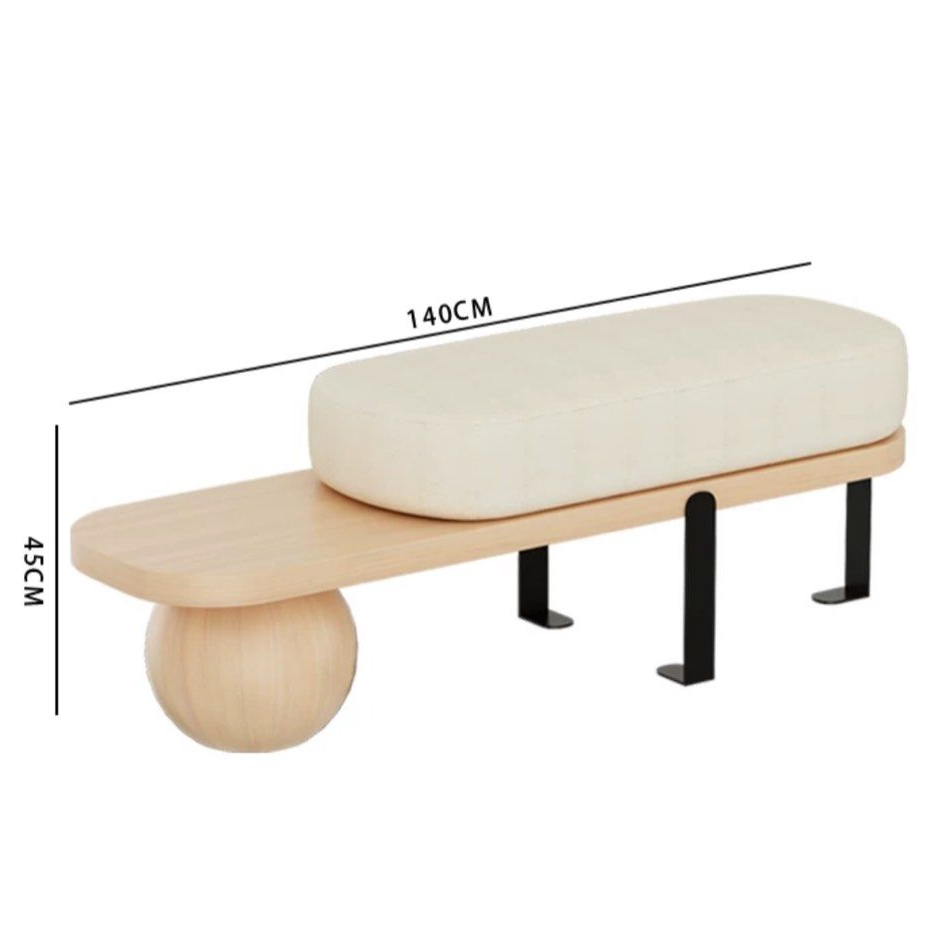 RASHAWN Modern Solid Wood Boucle Bench