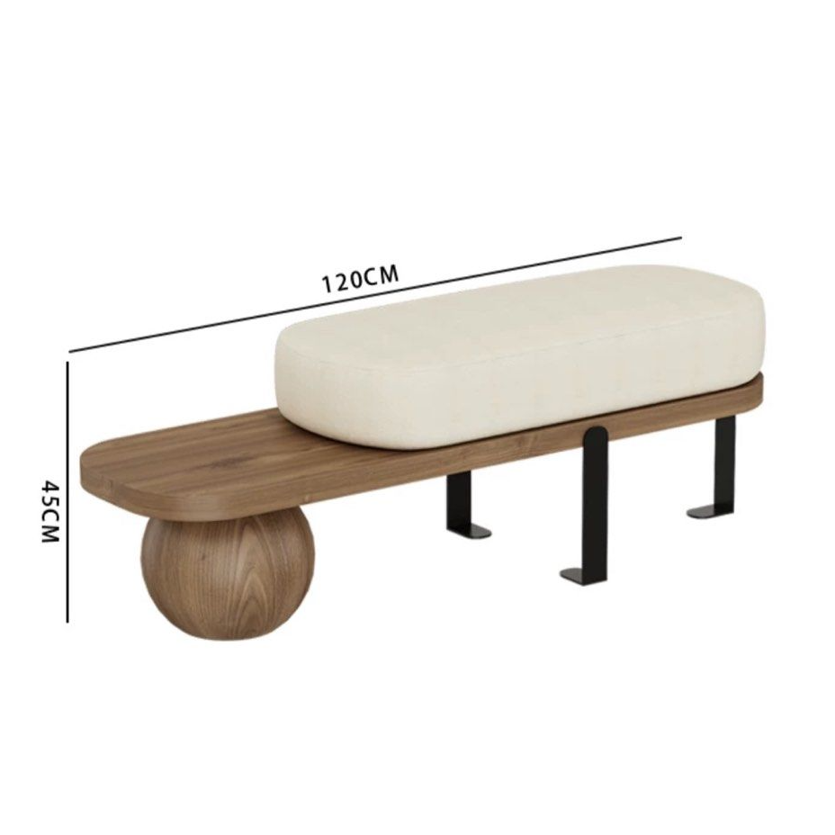 RASHAWN Modern Solid Wood Boucle Bench