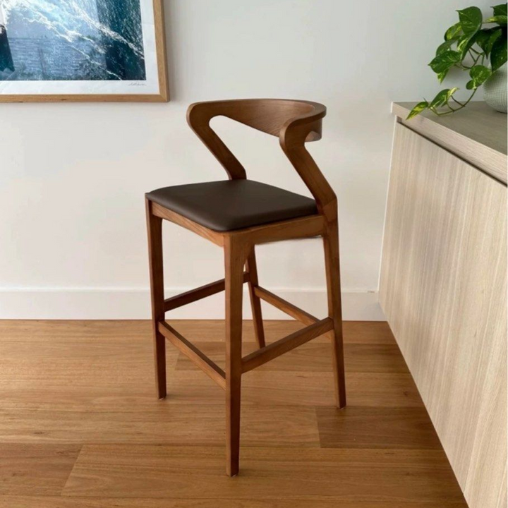 EMA Modern Solid Wood Bar Stool