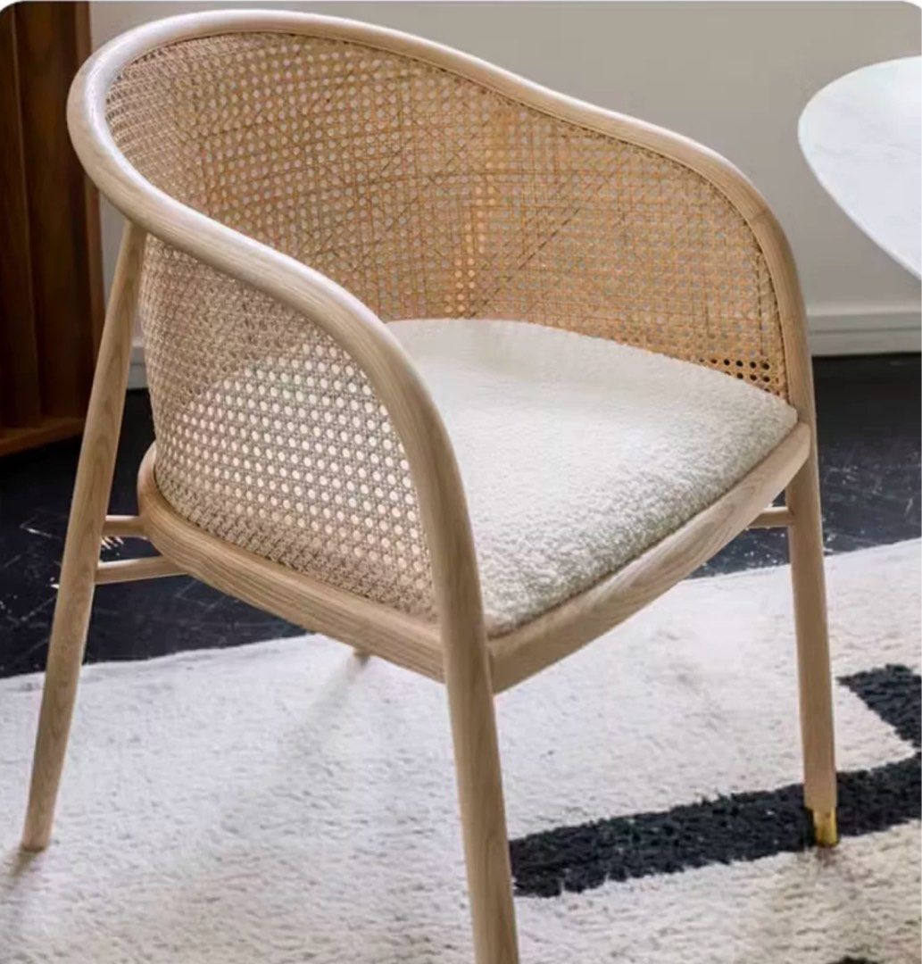 KHERCI Mid-Century Rattan Dining Chair
