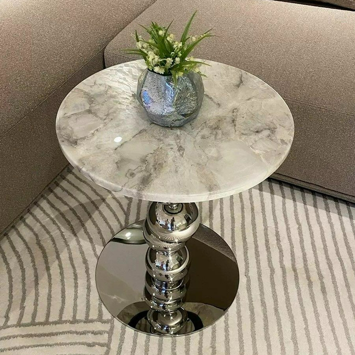 LEMAN Modern Marble Round Side Table