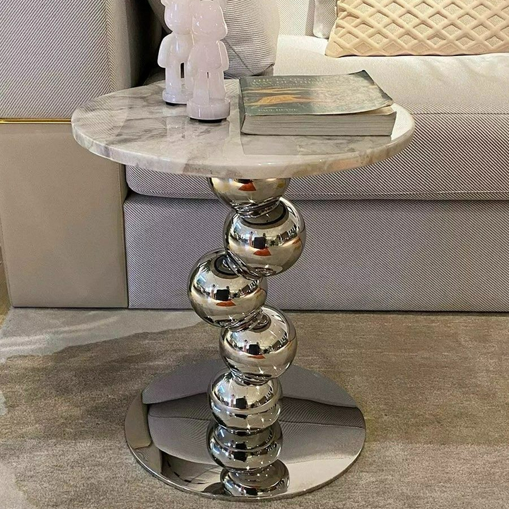 LEMAN Modern Marble Round Side Table