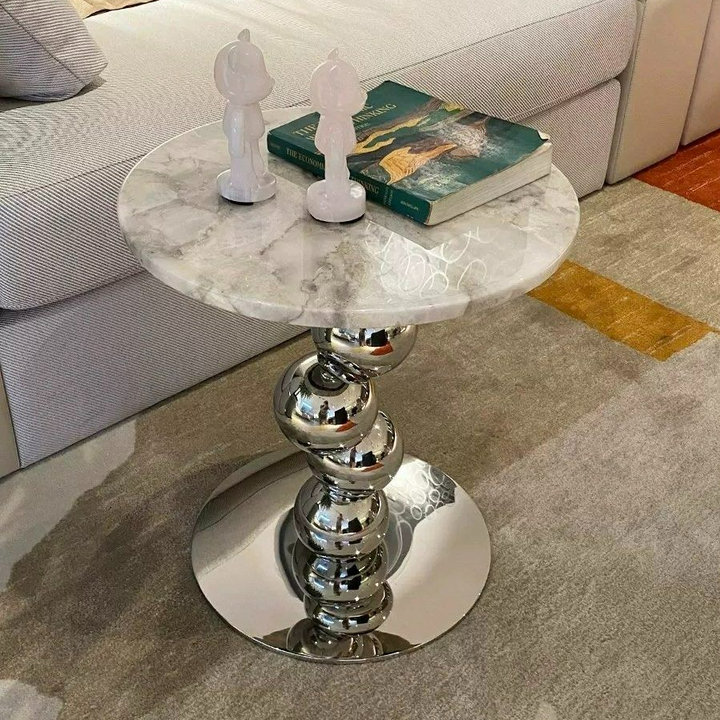 LEMAN Modern Marble Round Side Table